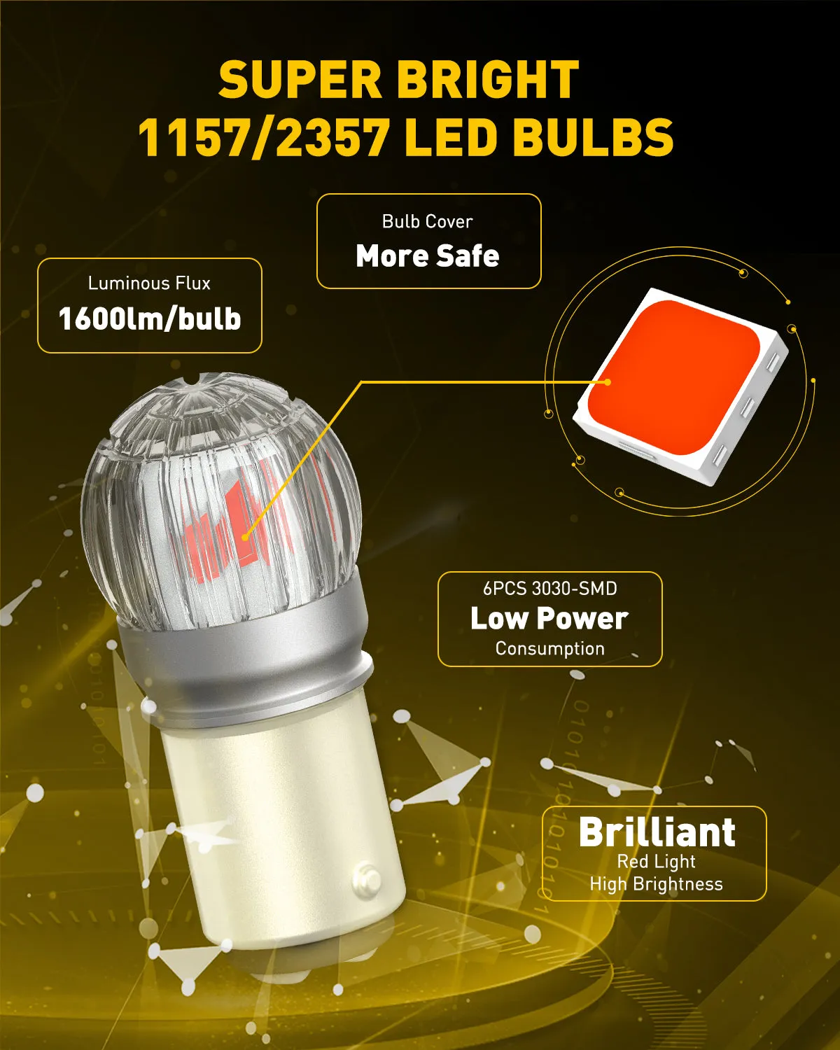 2023 Upgraded 1157 LED Bulbs Red Brake Light