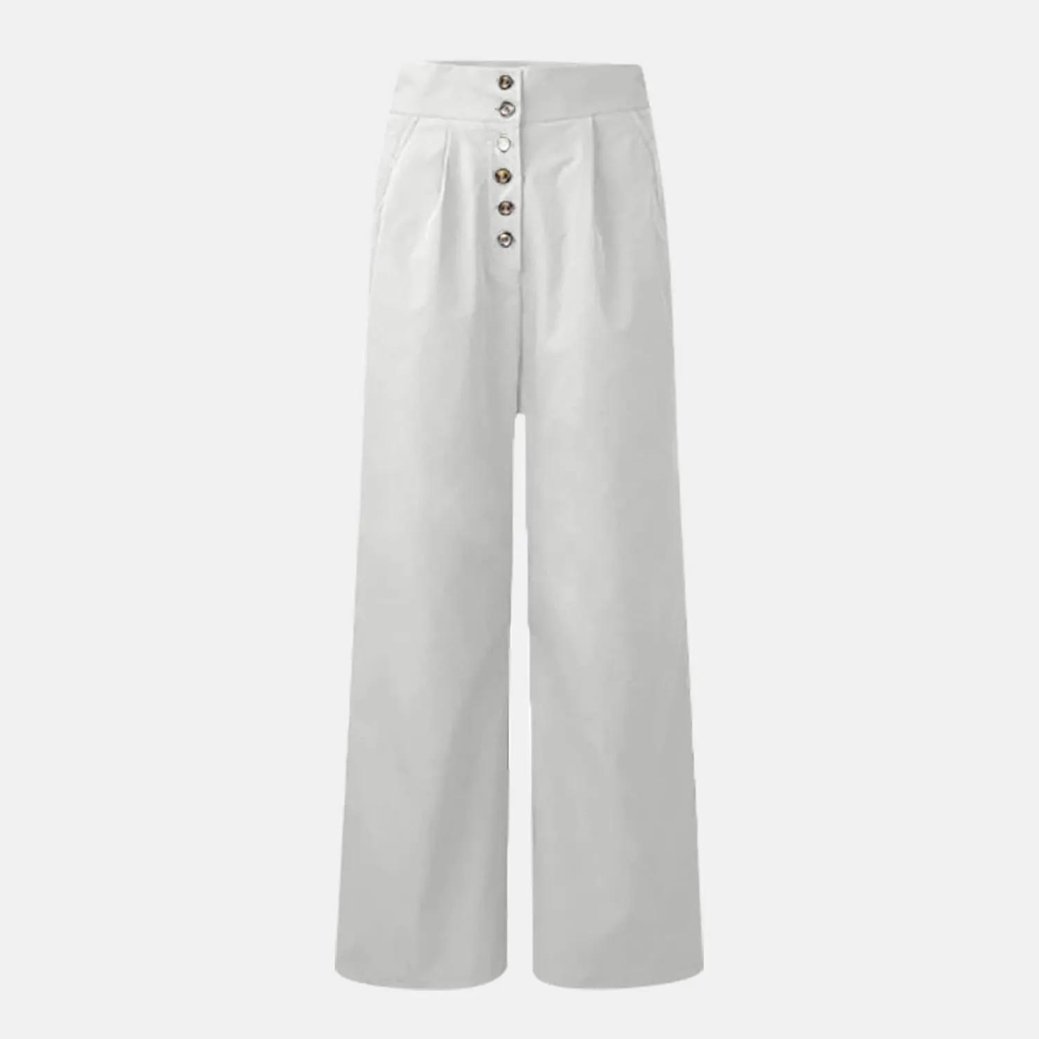2023 Women High Waist Button Wide Leg Long Pants Dressy Casual Trendy Loose Trouser Pant Lounge Spring Summer Trousers