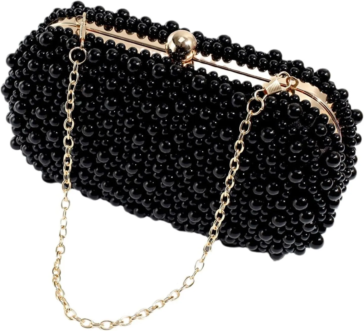 2024 Pearl Evening Bag for Women Crossbody Shoulder Bag Purse Party Banquet Wedding Clutch Female Handbag Chain Bag, Black