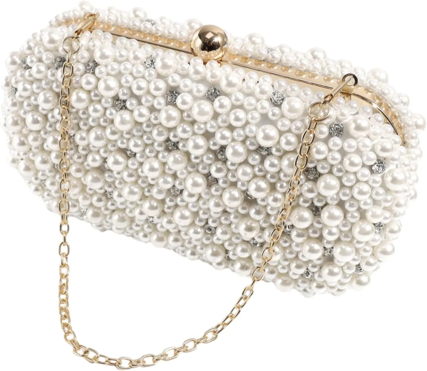 2024 Pearl Evening Bag for Women Crossbody Shoulder Bag Purse Party Banquet Wedding Clutch Female Handbag Chain Bag, White