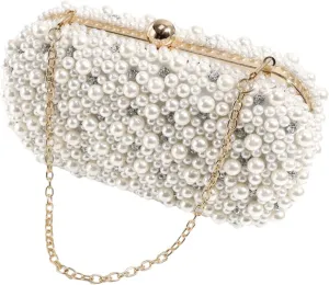 2024 Pearl Evening Bag for Women Crossbody Shoulder Bag Purse Party Banquet Wedding Clutch Female Handbag Chain Bag, White