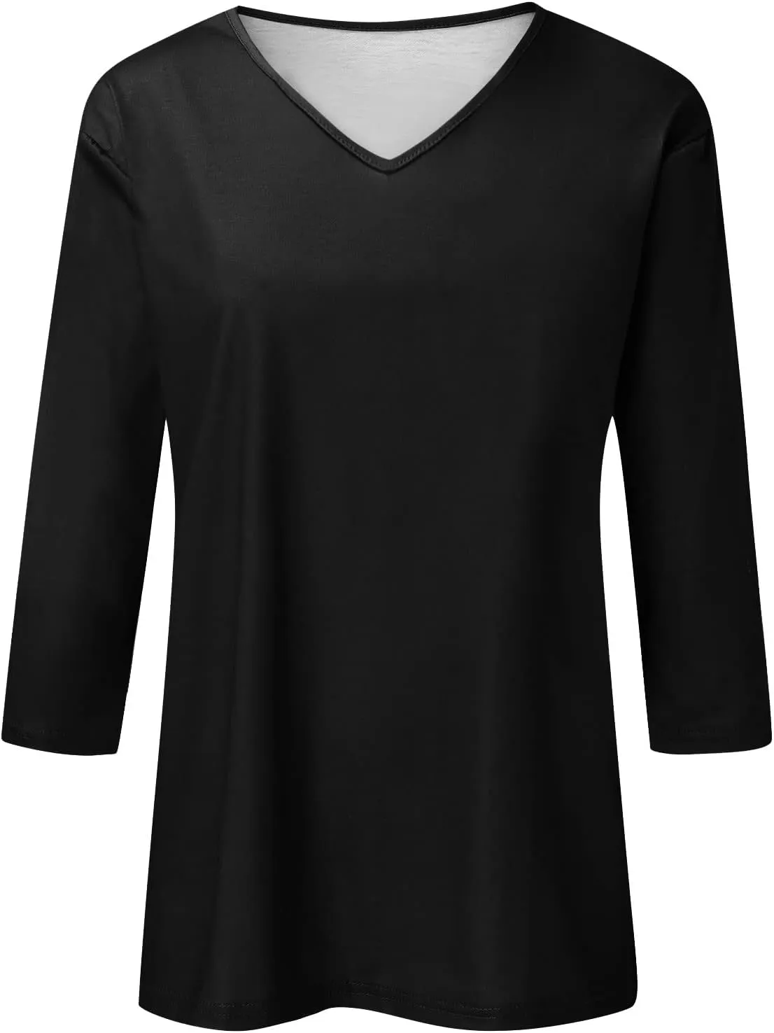 3/4 Sleeve Tops for Women,Casual Summer T Shirts Trendy V Neck Lightweight Soft Plain Tee Loose Fit Tunic Blouse