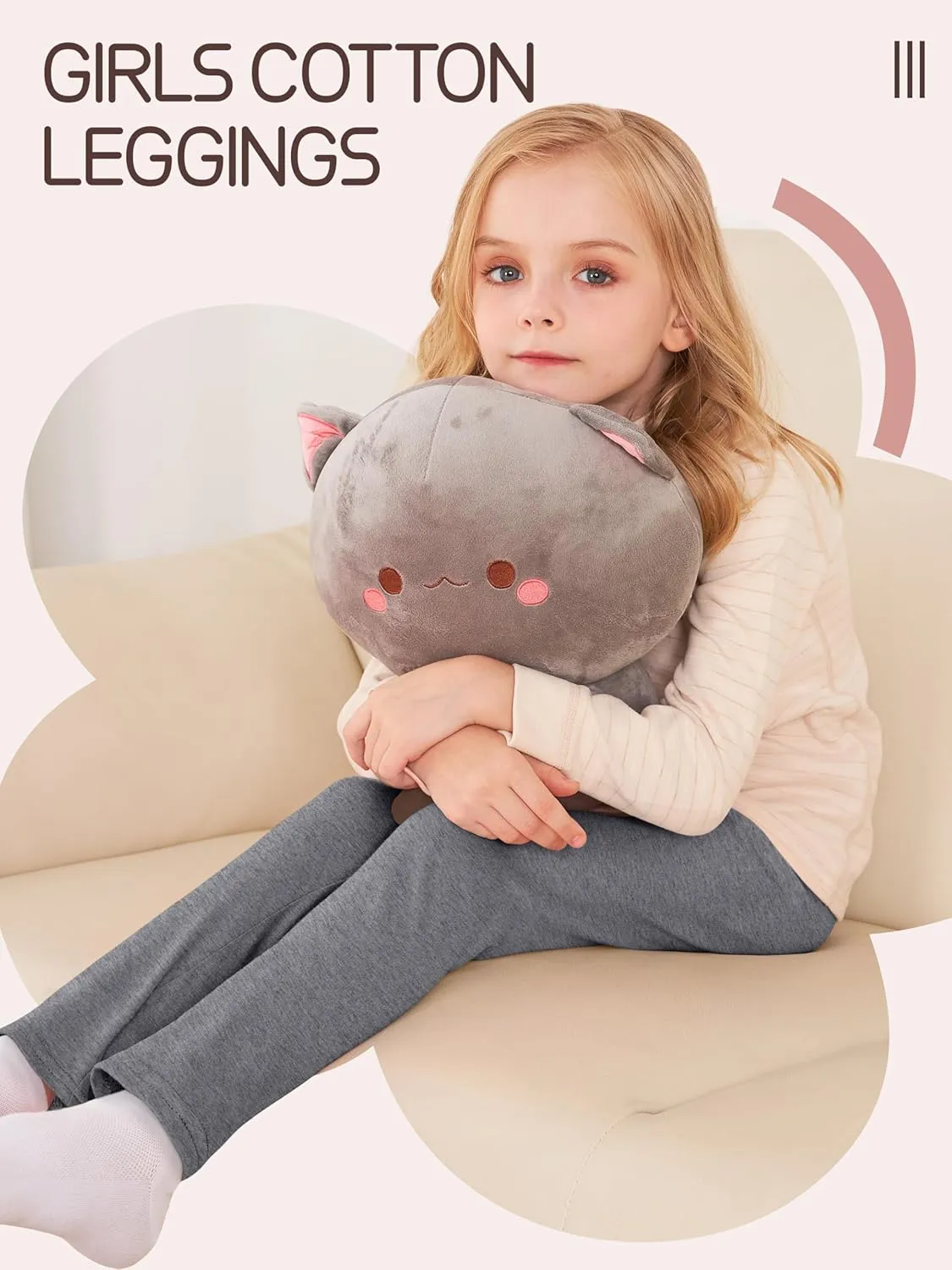 4 Pack Leggings for Girls Kids Girls Thick Leggings Cotton Pants Full Length Stretchy