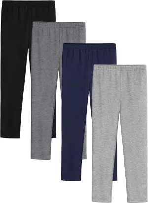 4 Pack Leggings for Girls Kids Girls Thick Leggings Cotton Pants Full Length Stretchy