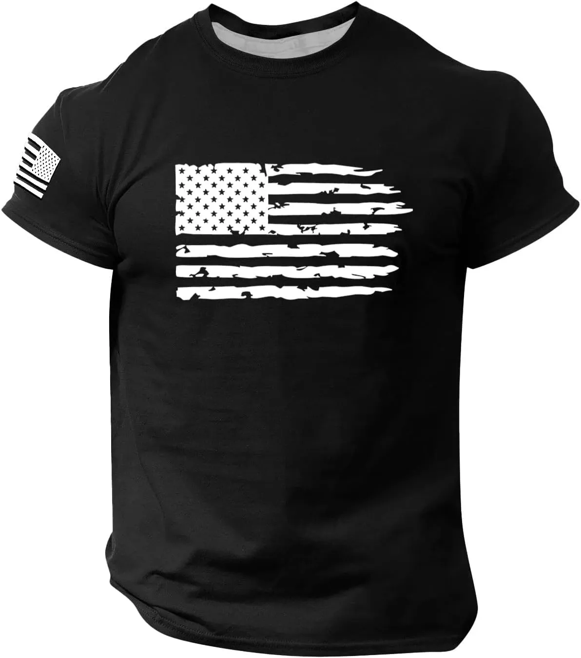 4th of July Shirt for Men Summer American Flag Graphic Printed Crew Neck Short Sleeve Tee Fitted Workout Going Out Top