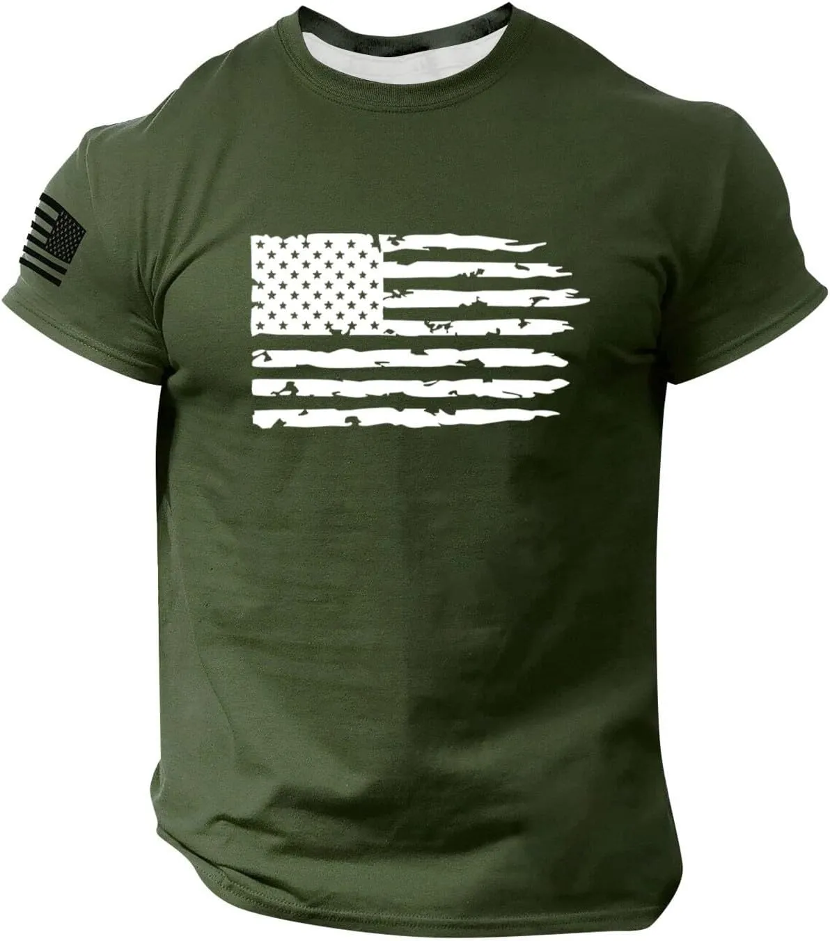 4th of July Shirt for Men Summer American Flag Graphic Printed Crew Neck Short Sleeve Tee Fitted Workout Going Out Top