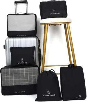 7-piece Luggage Packing Cubes Travel Storage Bags Mesh Flat Organizers for Suitcase Compression Packing Bags for Clothing Underwear Shoes