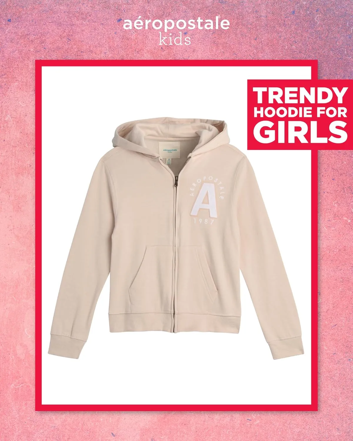 AEROPOSTALE Girls' Sweatshirt - Fleece Zip Up Hoodie Sweatshirt - Girls Fashion Hooded Sweatshirt (7-16)