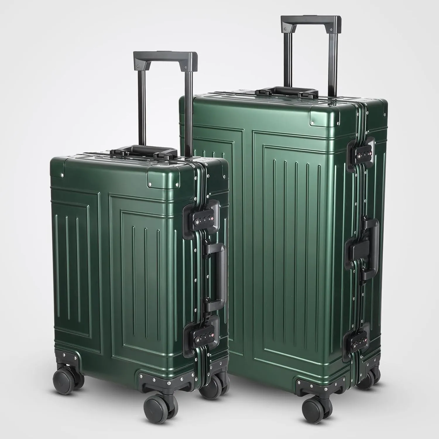 All-Aluminum-Magnesium Trolley Case,Hardside Carry-on Suitcase,Zip-free cabin Luggage,Suitcase with Spinner Wheels built-in TSA lock, Medium size luggage (Grey, 20-Inch)