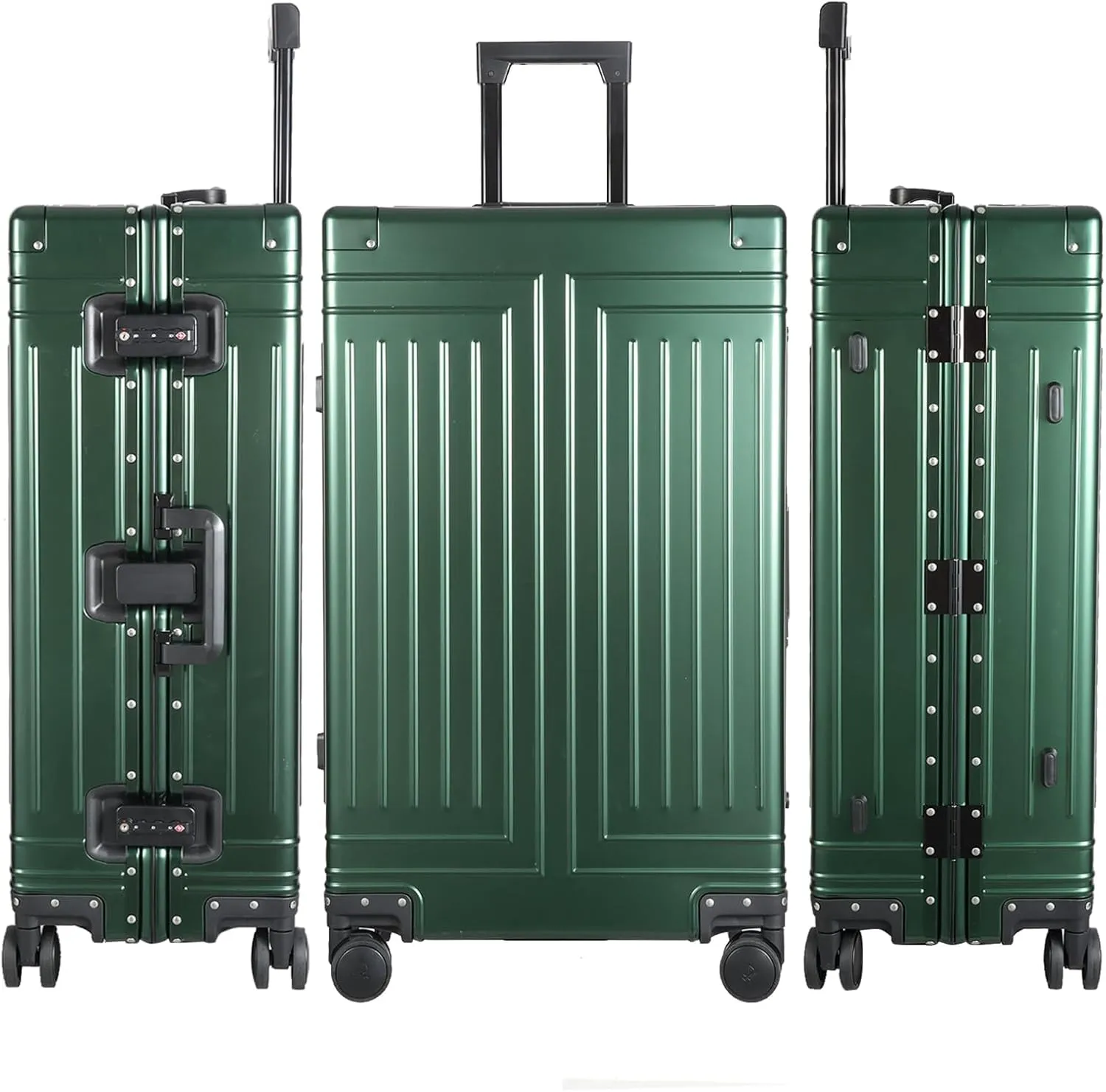 All-Aluminum-Magnesium Trolley Case,Hardside Carry-on Suitcase,Zip-free cabin Luggage,Suitcase with Spinner Wheels built-in TSA lock, Medium size luggage (Grey, 20-Inch)