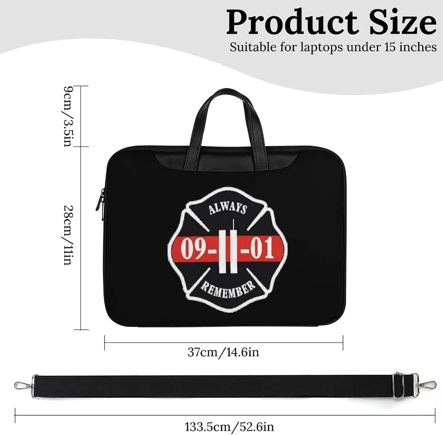 Always Remember 911 Leather Bag Laptop Case Slim Water Resistant Computer Bags with Handle Briefcase for Work