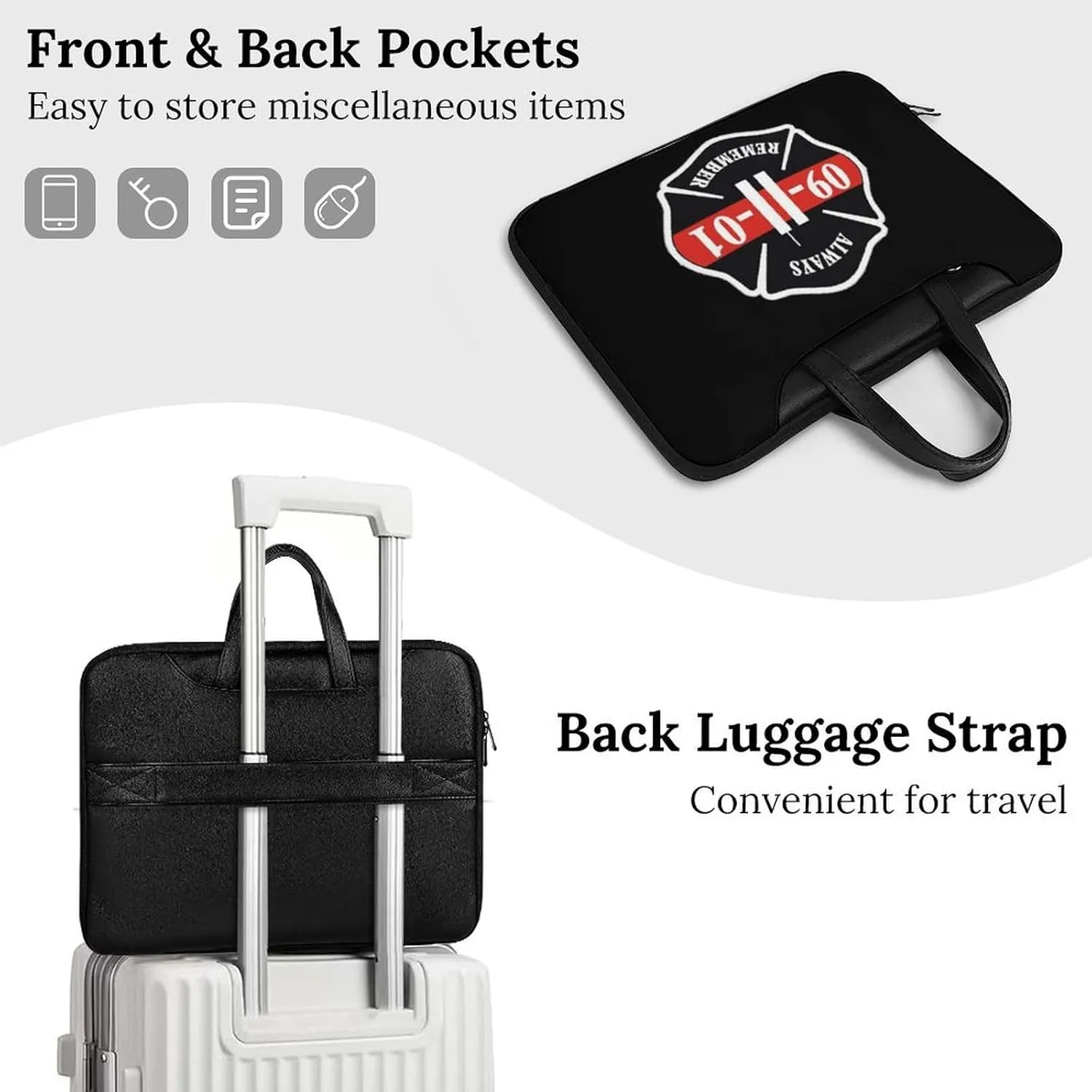 Always Remember 911 Leather Bag Laptop Case Slim Water Resistant Computer Bags with Handle Briefcase for Work
