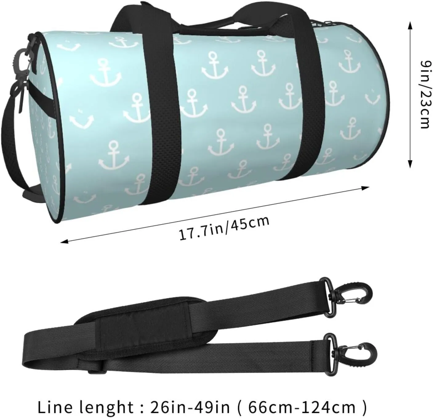 Anchors Blue Background Sports Gym Bag Travel Duffel Bag Shoes Compartment For Men Women Foldable Lightweight Yoga Gym Sports Bag