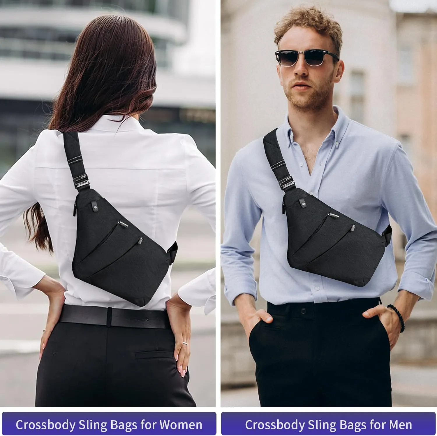 Anti Theft Crossbody Bags for Women and Men, Sling Bag for Women and Men, Waterproof Wander Bag for Sports, Hiking, Travel  1.0S Black