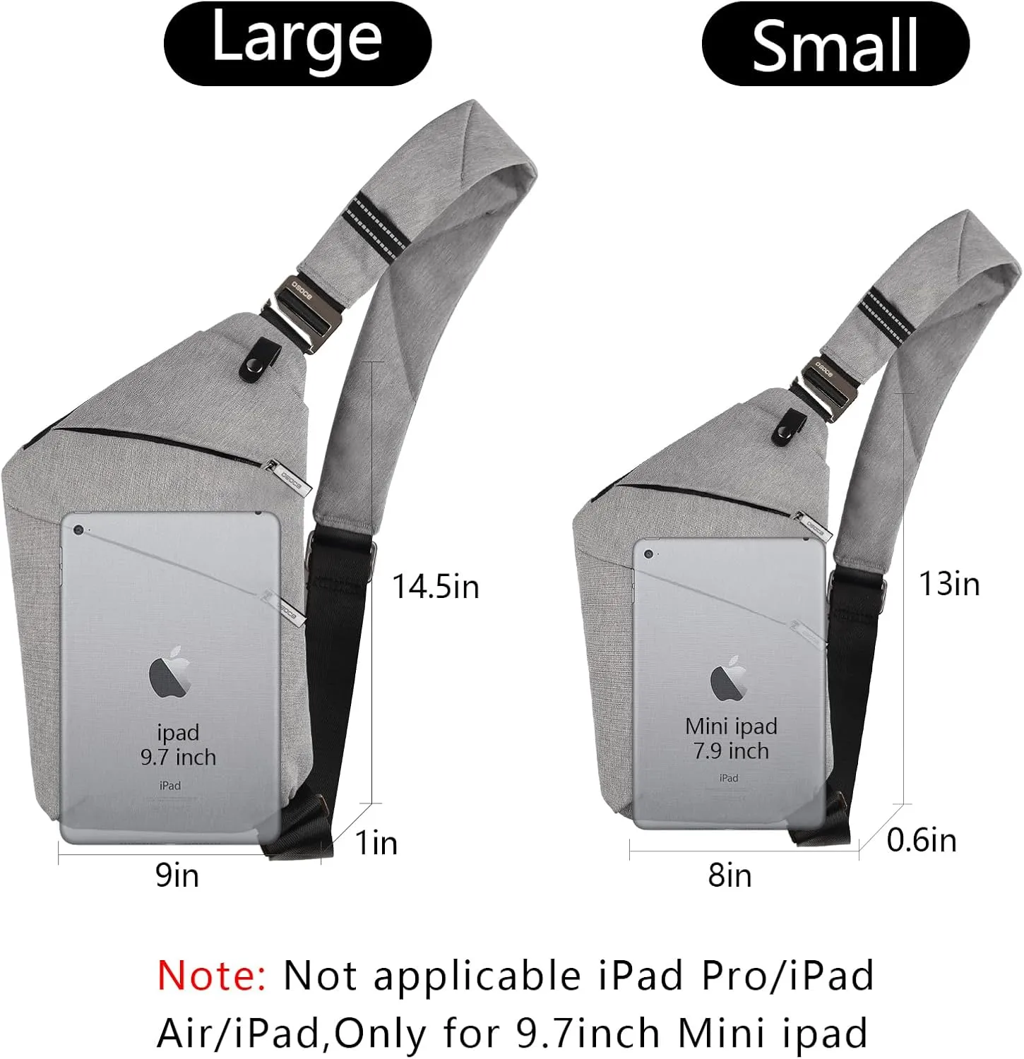 Anti Theft Crossbody Bags for Women and Men, Sling Bag for Women and Men, Waterproof Wander Bag for Sports, Hiking, Travel, 1.0S Light Grey
