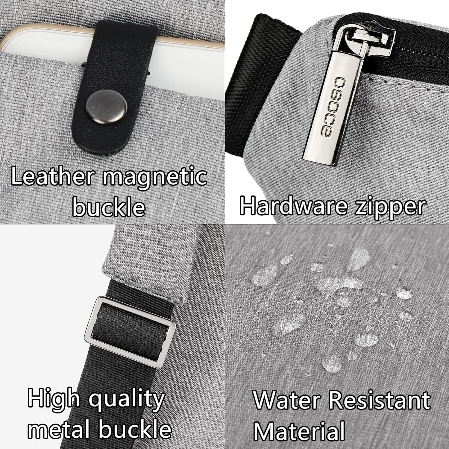 Anti Theft Crossbody Bags for Women and Men, Sling Bag for Women and Men, Waterproof Wander Bag for Sports, Hiking, Travel, 1.0S Light Grey