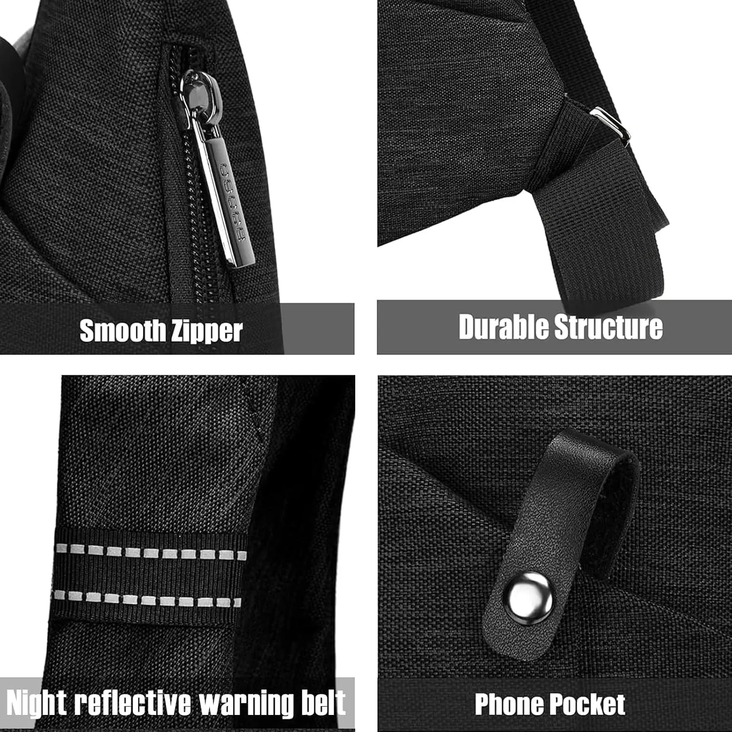 Anti Theft Crossbody Bags Sling Bag for Women Men Waterproof Wander Bag for Sports and Travel. (1-BLACK, Small)