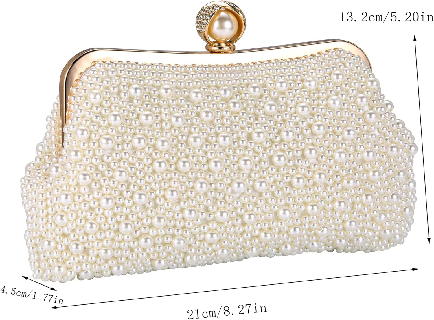 Ayliss Pearl Clutch Purses for Women Wedding Bridal Evening Small Clutch Crossbody Handbag Full Beaded Parites Prom