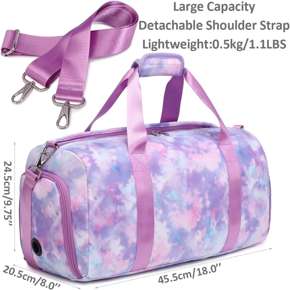 Ballet Dance Bag for Girls Princess Sports Duffle Bags Overnight Travel Duffel for Girl Gym Bag with Shoes Compartment Water Resistant