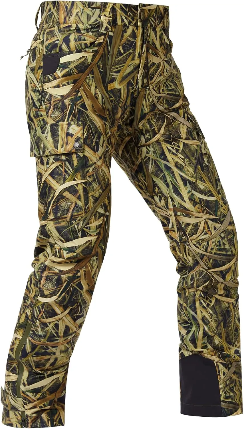 BASSDASH Walker Mens Waterproof Breathable Hunting Pants with Silent Outer Fabric for Fishing Turkey Upland