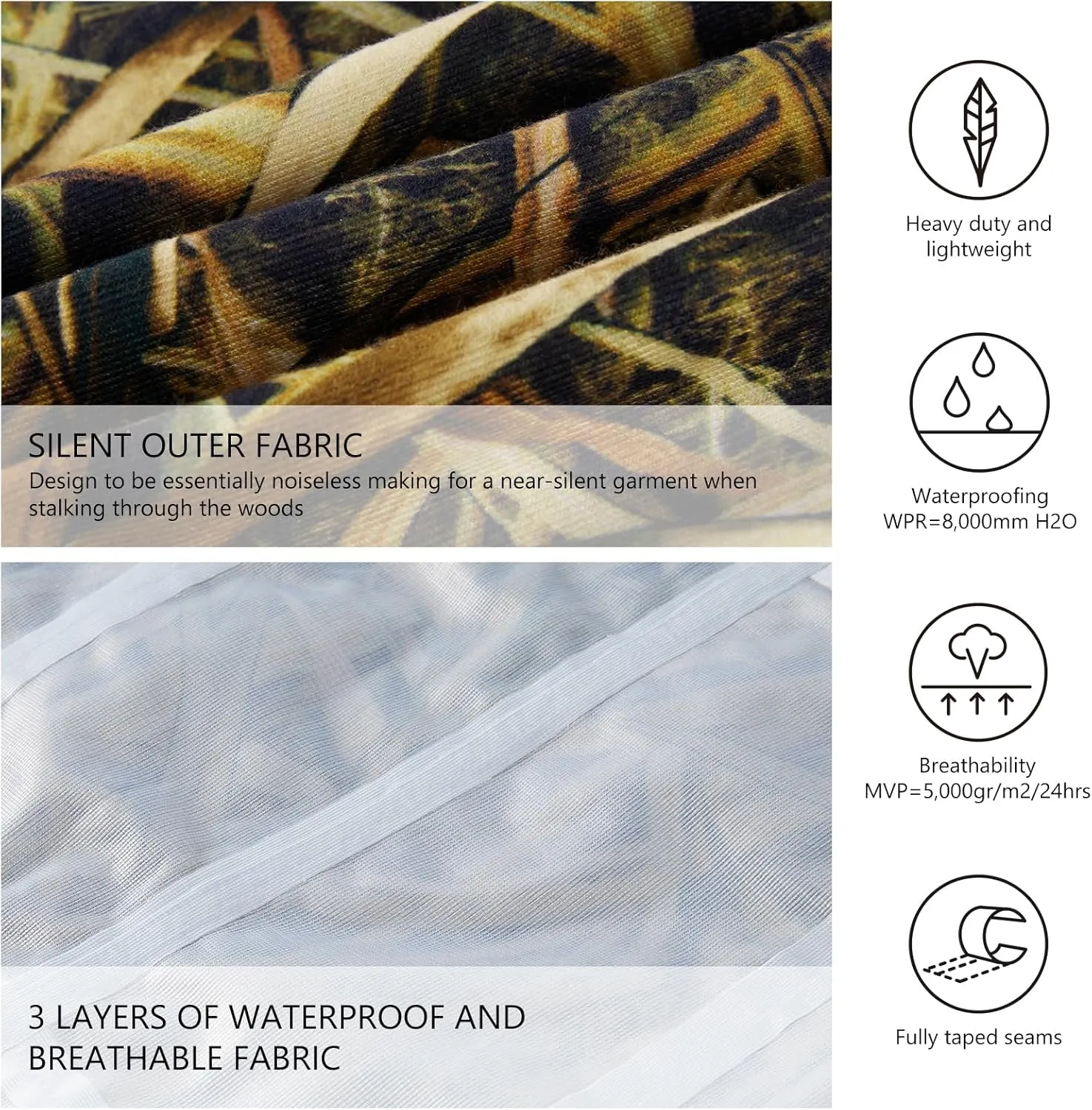 BASSDASH Walker Mens Waterproof Breathable Hunting Pants with Silent Outer Fabric for Fishing Turkey Upland