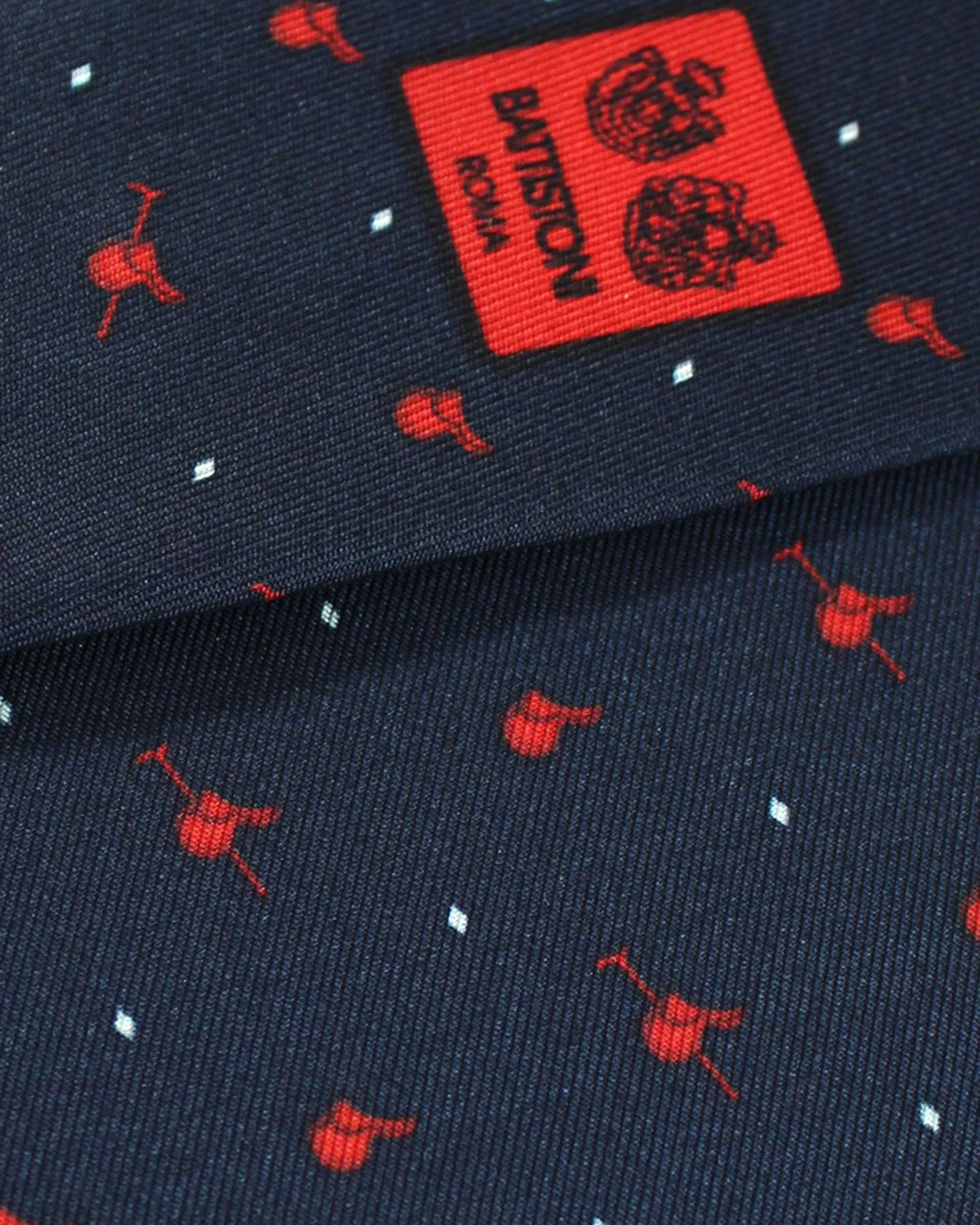 Battistoni Silk Tie Dark Blue Red - Novelty