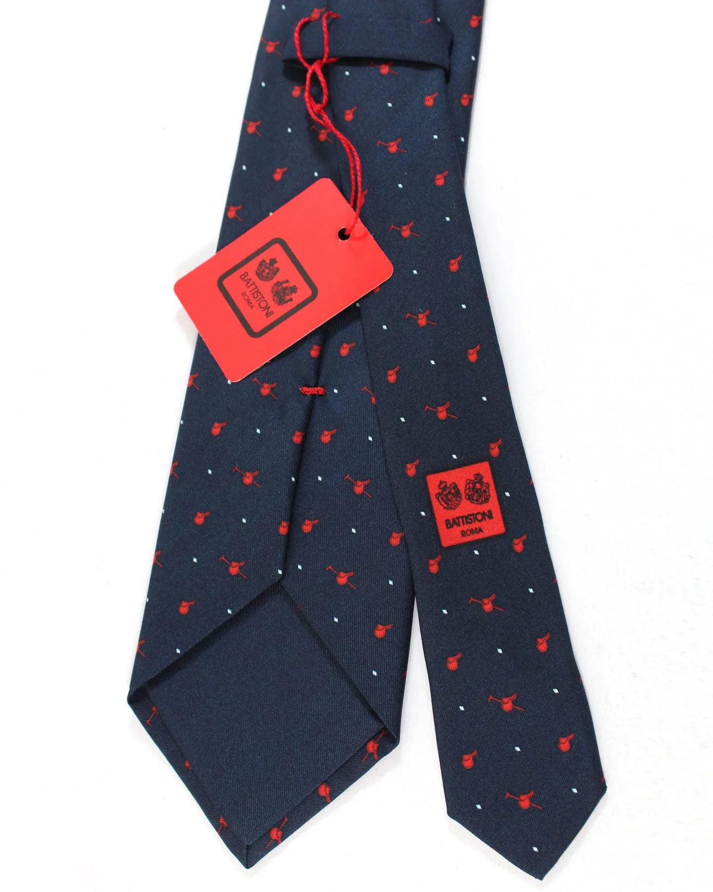 Battistoni Silk Tie Dark Blue Red - Novelty