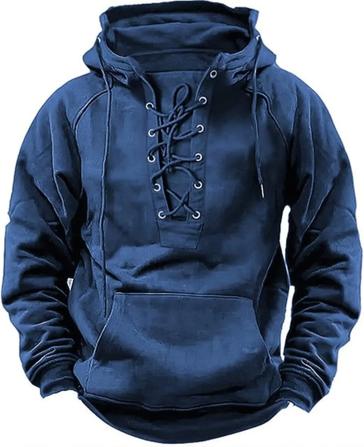 Big And Tall Men's Blue Cotton/Polyester Classic Hooded Sweatshirt