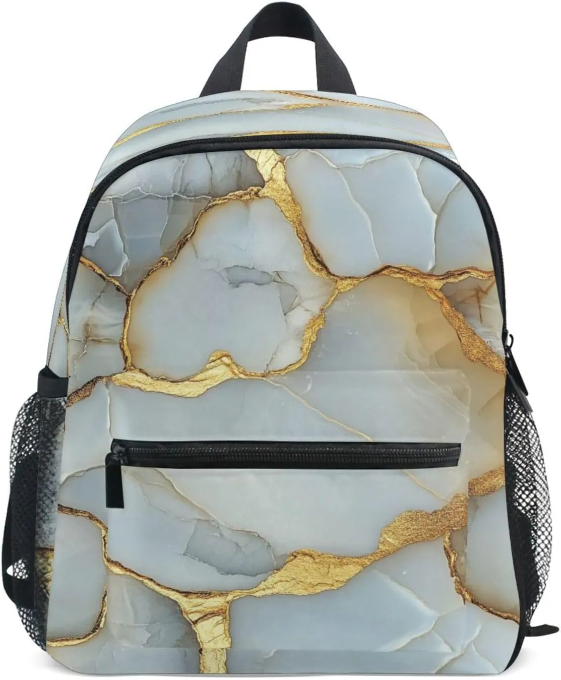 Big Kid Backpacks Boys Girls Waterproof Diaper Bag Backpack with Chest Strap Marble White White