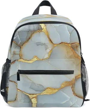Big Kid Backpacks Boys Girls Waterproof Diaper Bag Backpack with Chest Strap Marble White White