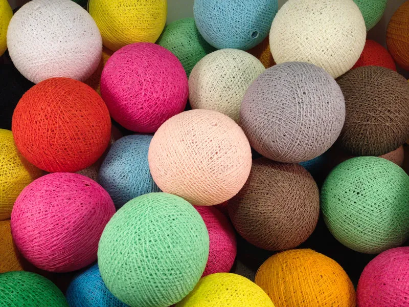 Bindi Cotton Ball Lantern Green