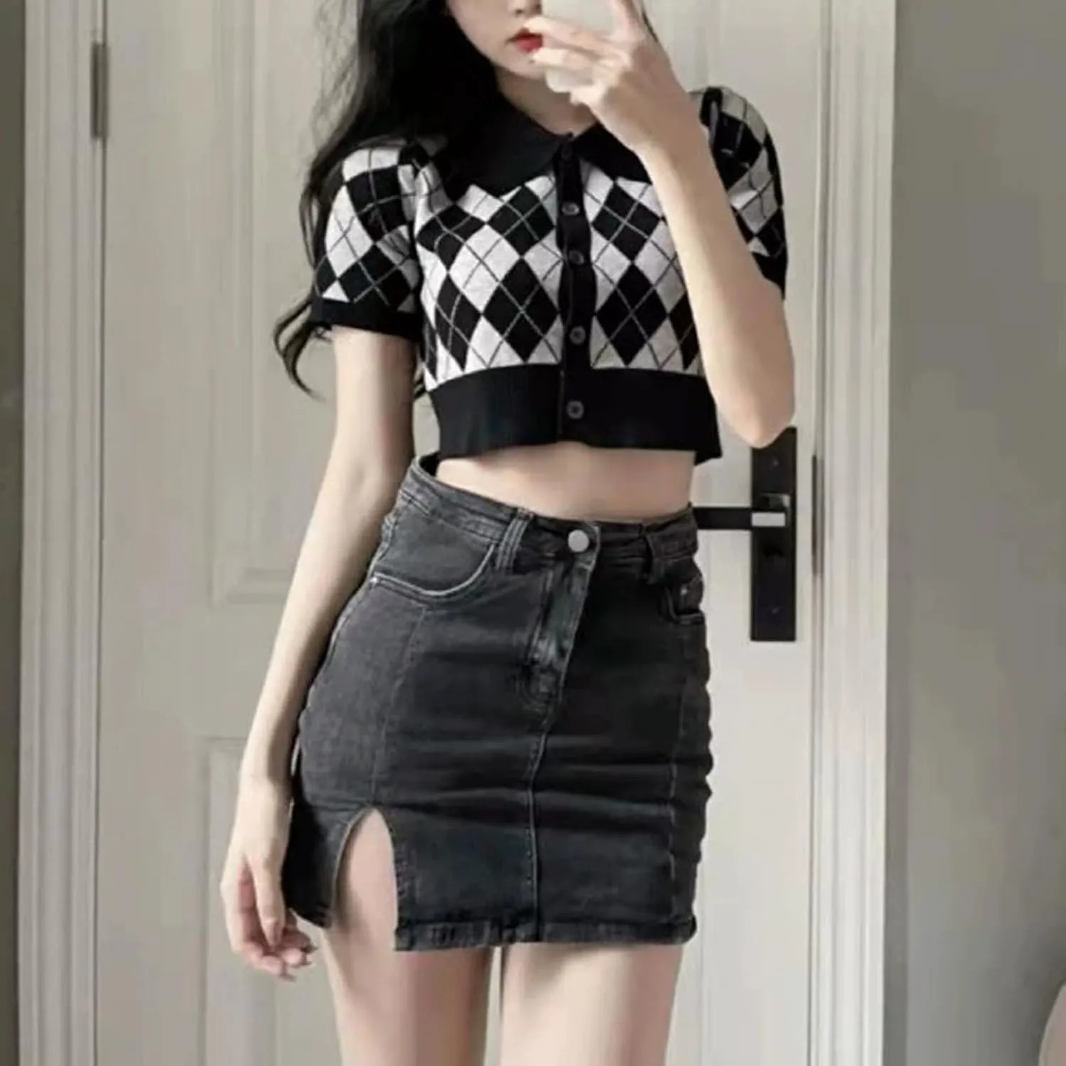 Bloomy Skorts, Bloomy Jean Skort, High Waisted Side Split Mini Casual Skirts, Jean Shorts for Womens