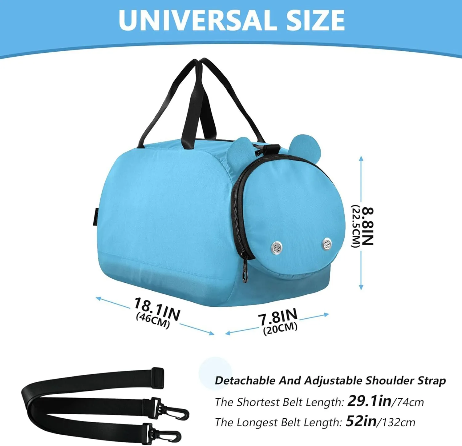 Blue Color Kids Cute Gym Bag with Shoes Compartment Lightweight Weekender Overnight Range Bag for Beach Swim Bags Pool Sports