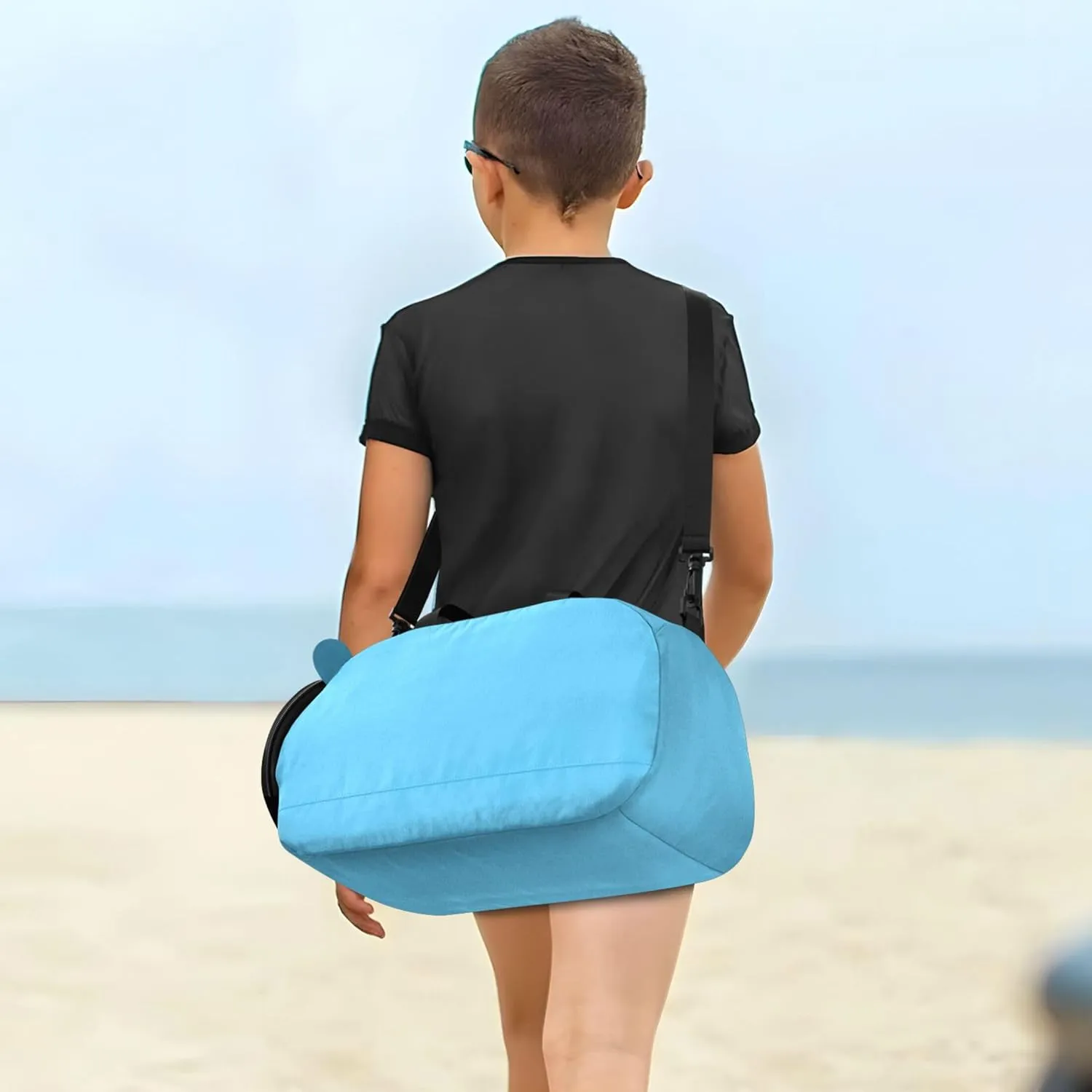 Blue Color Kids Cute Gym Bag with Shoes Compartment Lightweight Weekender Overnight Range Bag for Beach Swim Bags Pool Sports