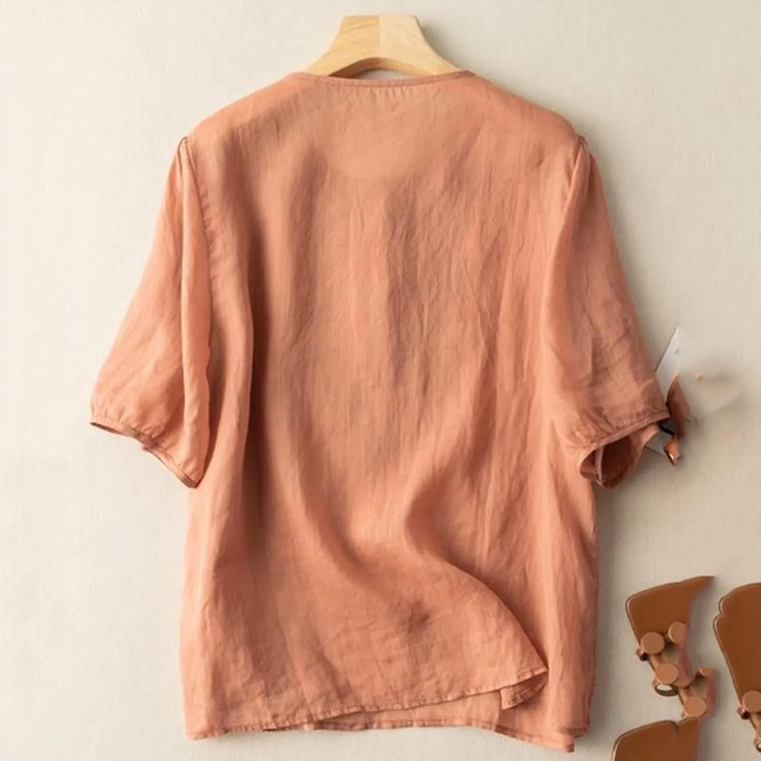 Boho Embroidered Tops for Women 2025 Cotton Linen Peasant Blouses Summer Lantern Sleeve Bohemian Shirts Tees Tunics