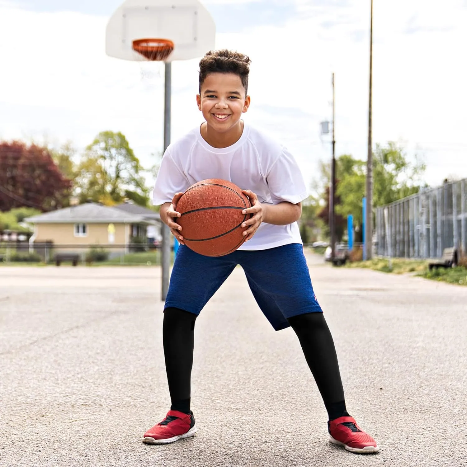 Boys' Compression Leggings 2 Pack Athletic Tights Basketball Compression Pants Boys Sport Leggings