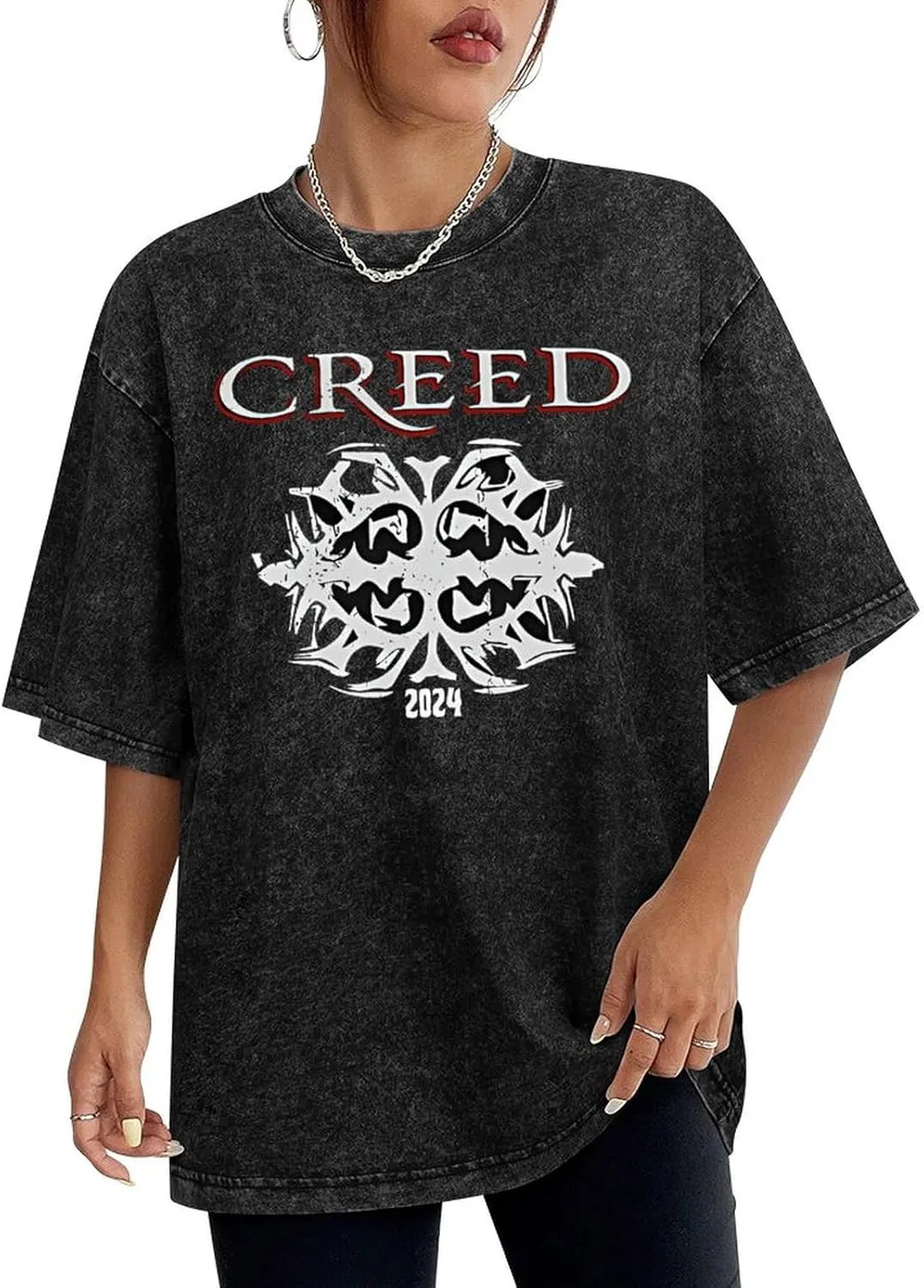 Breathable Retro Oversized Cotton T-Shirts Trendy Distressed Crew Neck Tops