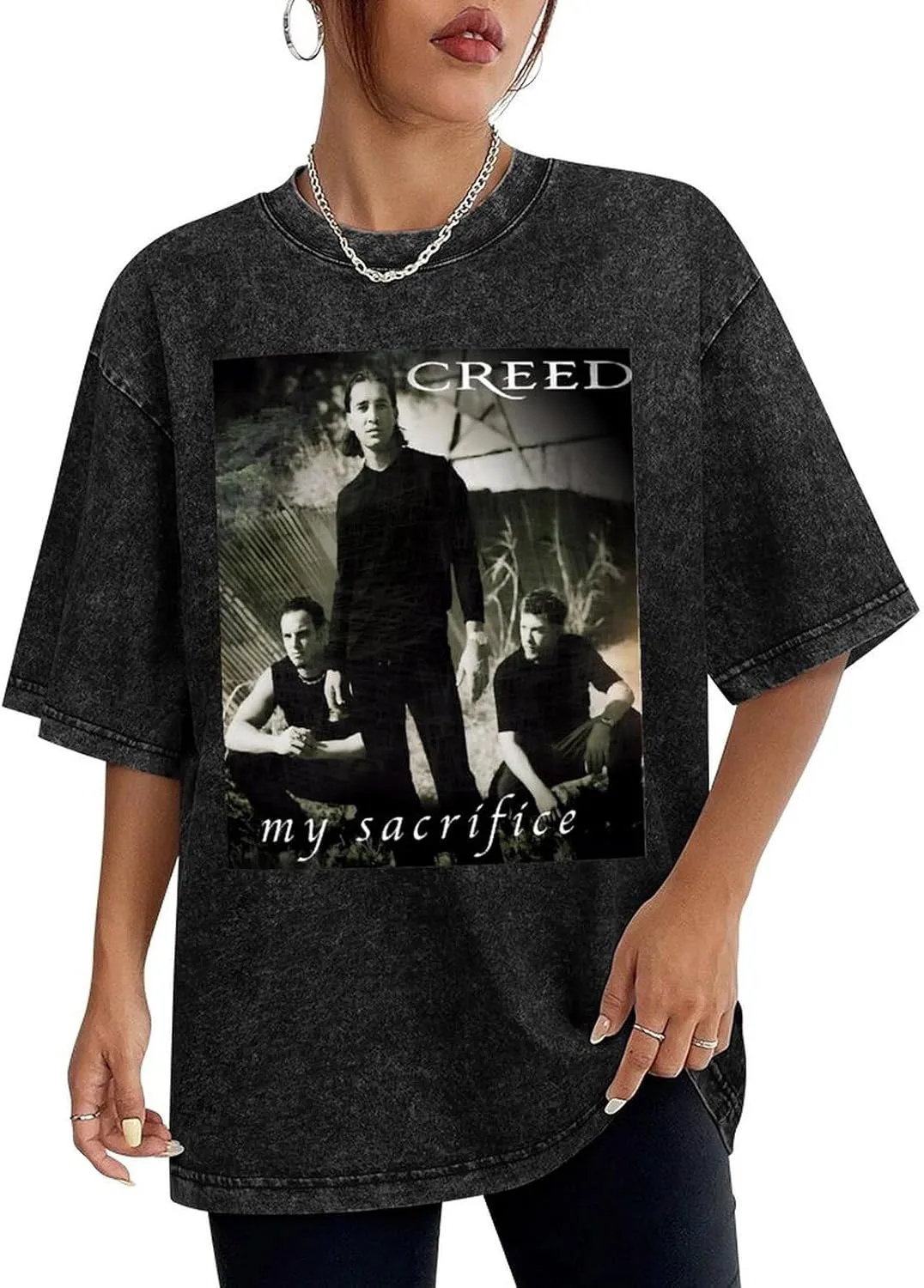 Breathable Retro Oversized Cotton T-Shirts Trendy Distressed Crew Neck Tops