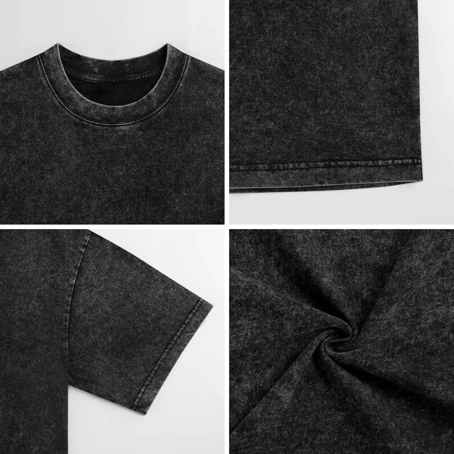 Breathable Retro Oversized Cotton T-Shirts Trendy Distressed Crew Neck Tops