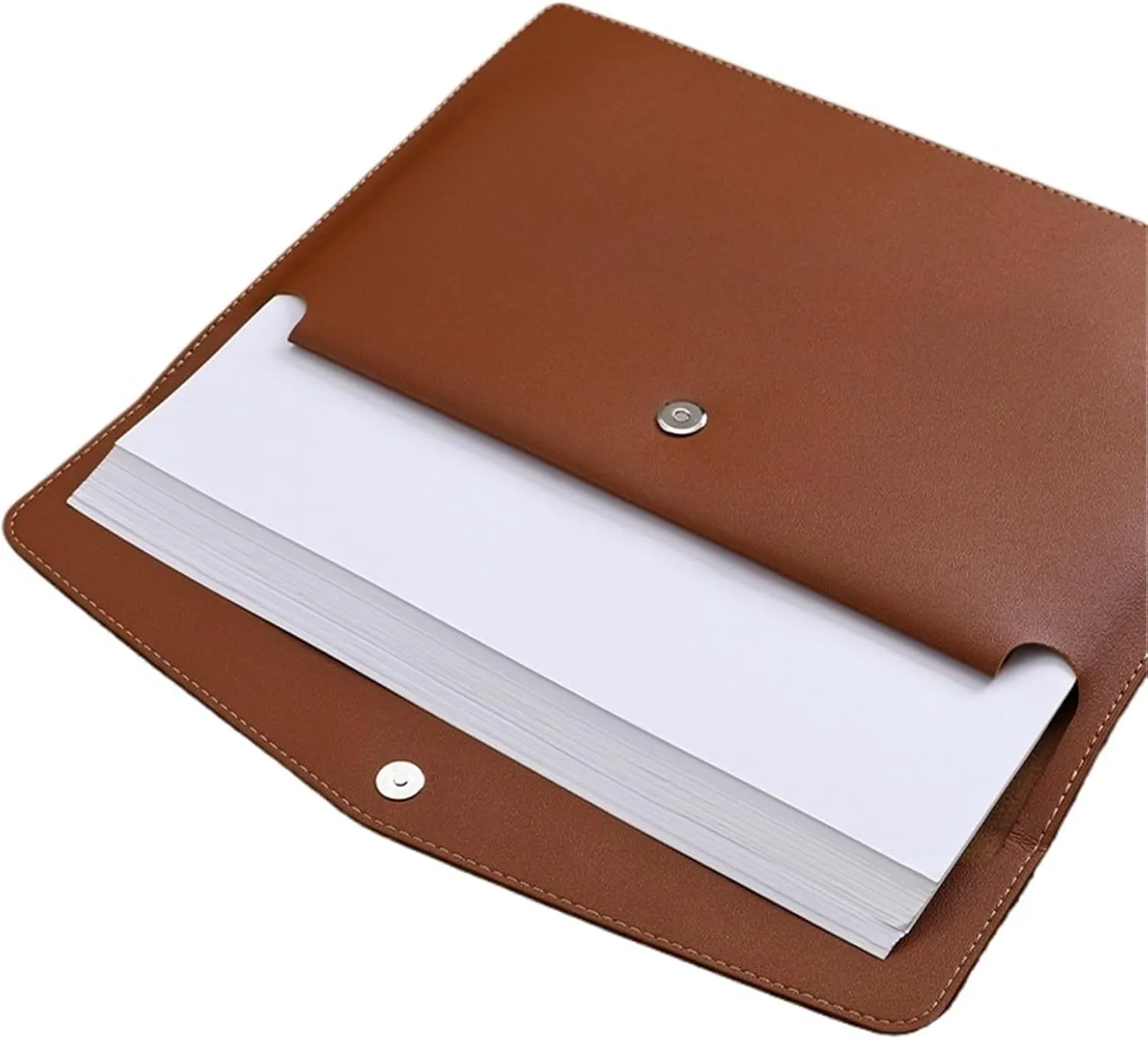 Briefcase Leather File Folder Large Capacity Document Bag Business Briefcase Magnetic Button Laptop Cases