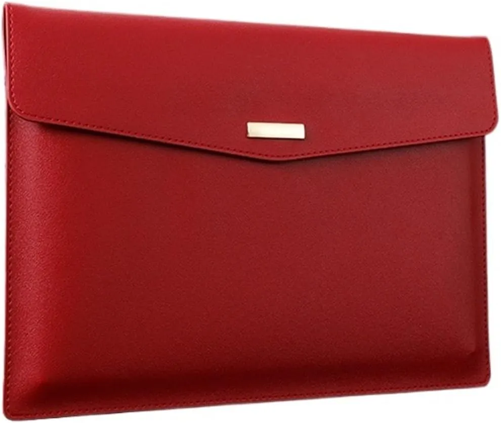 Briefcase Leather File Folder Large Capacity Document Bag Business Briefcase Magnetic Button Laptop Cases