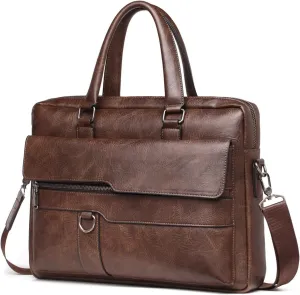 Briefcase Men Briefcase Bag Business PU Leather Shoulder Messenger Bags Office Handbag 14 Inch Laptop Bag
