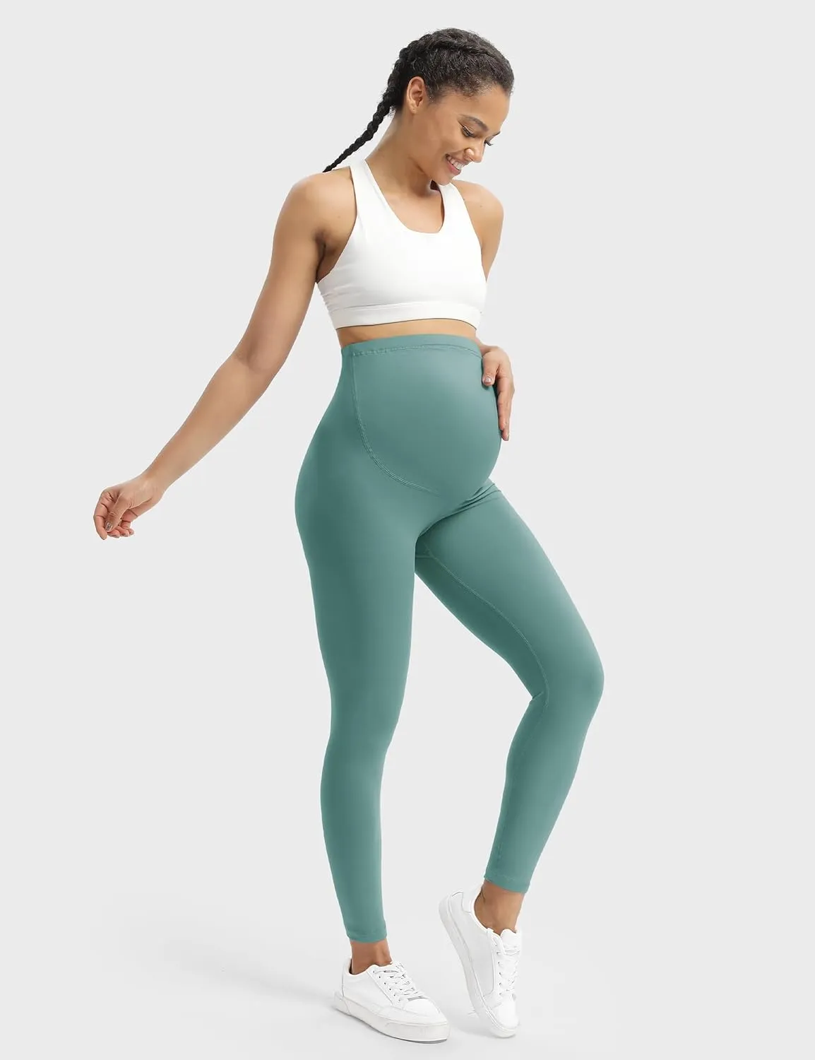 Buttergene Women's Maternity Leggings Over The Belly Maternity Workout Pants Pregnancy Yoga Leggings