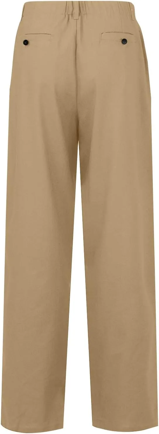 Cargo Pants for Women Casual Solid Pant Straight High Waist Buttons Pleated Trousers Wide Leg Sweatpants with Pocket