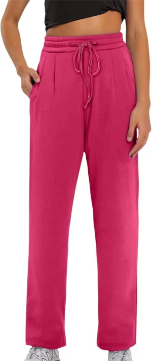 Casual Cotton Linen Pants Women Summer Relax Fit Drawstring Elastic Waist Straight Leg Comfy Solid Lounge Long