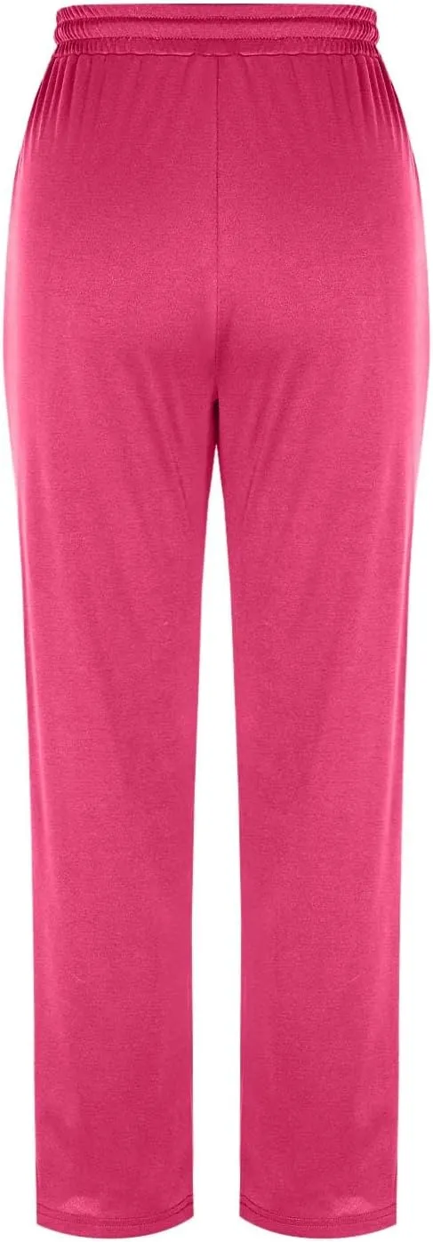 Casual Cotton Linen Pants Women Summer Relax Fit Drawstring Elastic Waist Straight Leg Comfy Solid Lounge Long