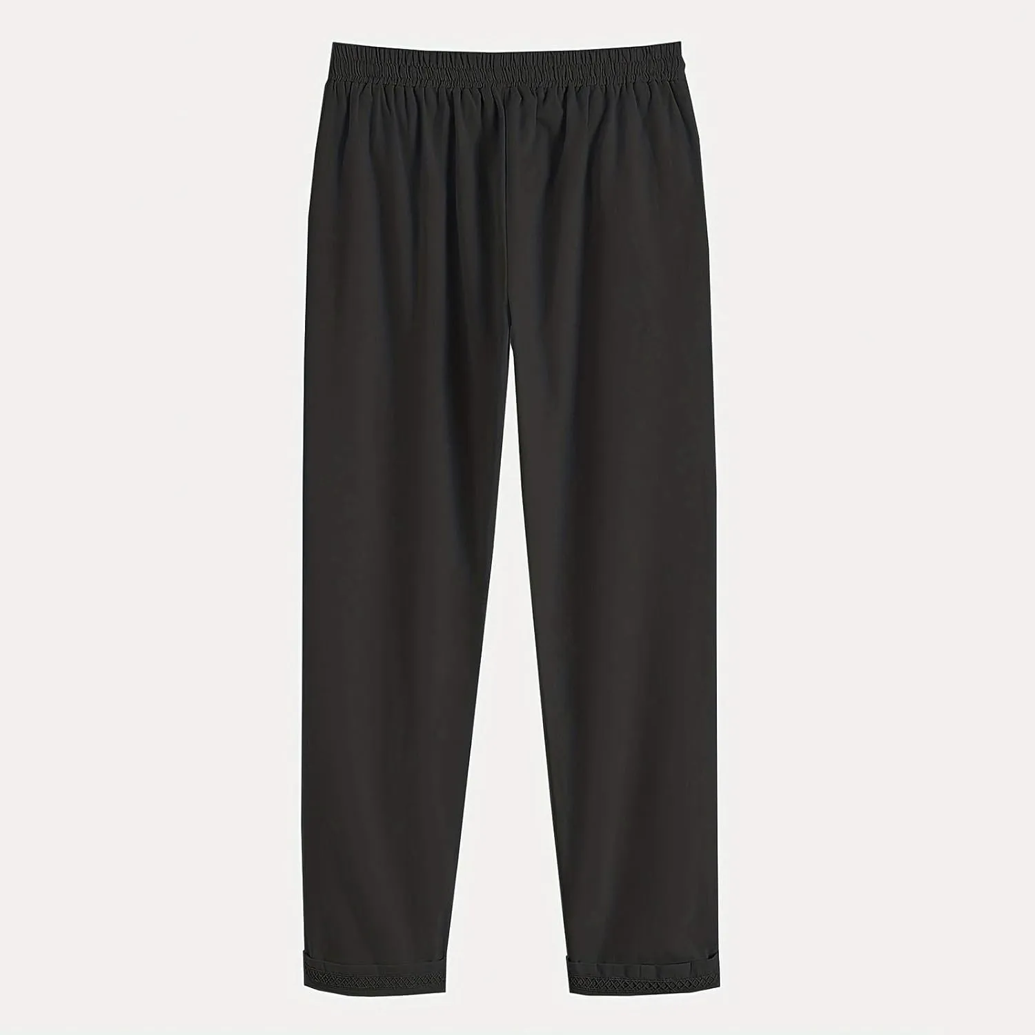 Casual Pants for Women Summer Cotton Linen Comfy Pants Drawstring Elastic Waist Buttons Decor Ankle Trousers