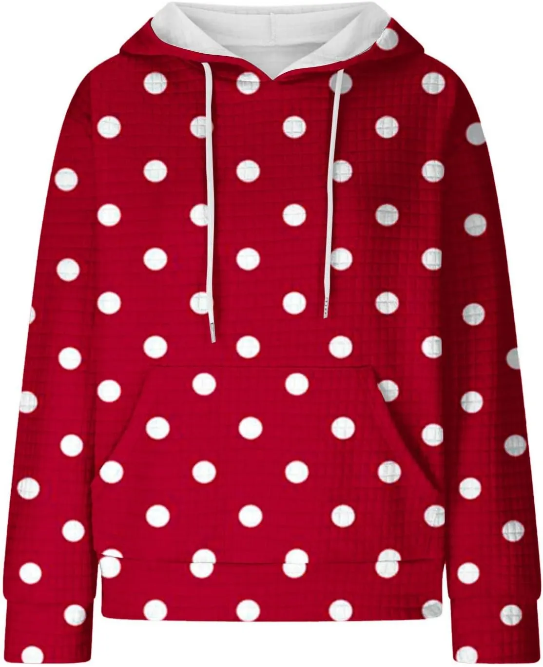 Casual Sweatshirts for Women Cute Polka Dots Drawstring Hoodies Athletic Pullover Hoody Fall Tops Cozy Preppy Clothes