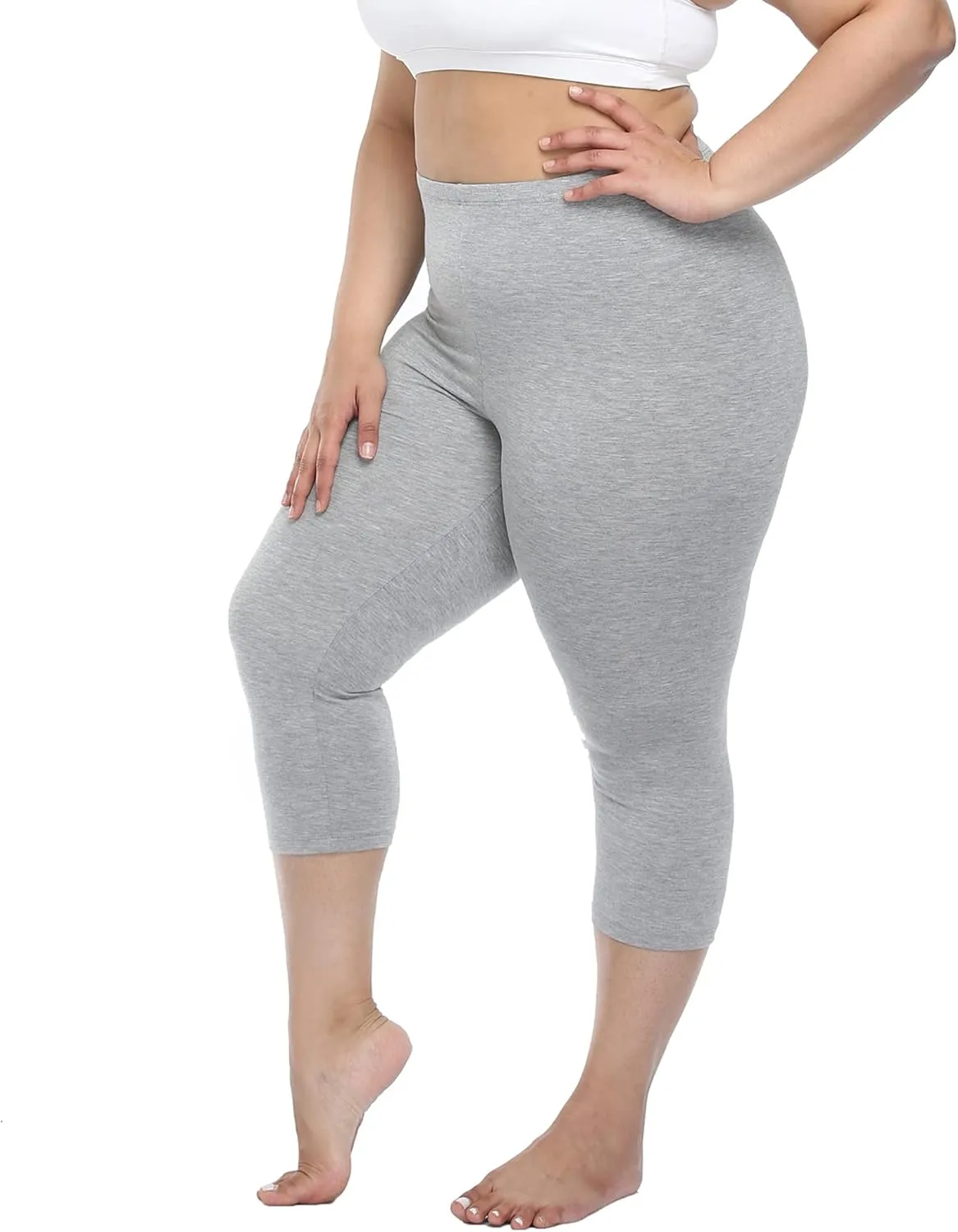 Cheapestbuy Women's Plus Size Capri Leggings Lightweight Soft Crop Leggings Basic Capris Yoga Pants