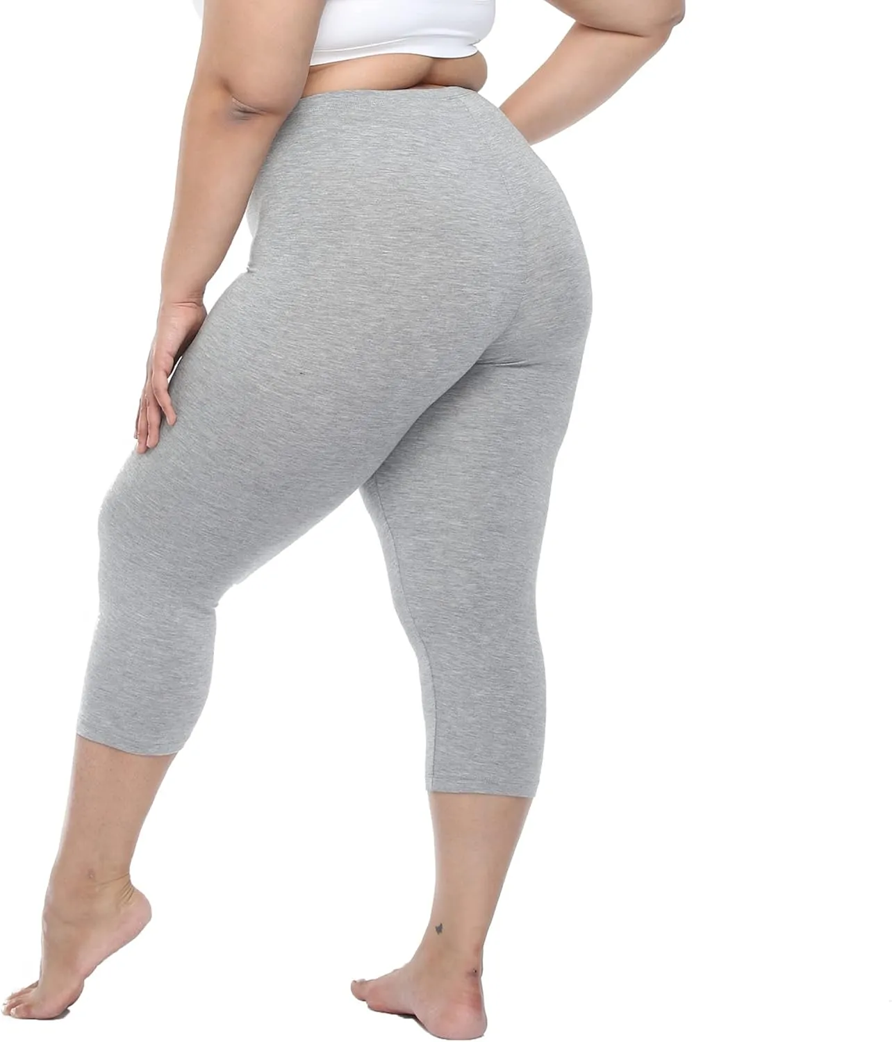 Cheapestbuy Women's Plus Size Capri Leggings Lightweight Soft Crop Leggings Basic Capris Yoga Pants